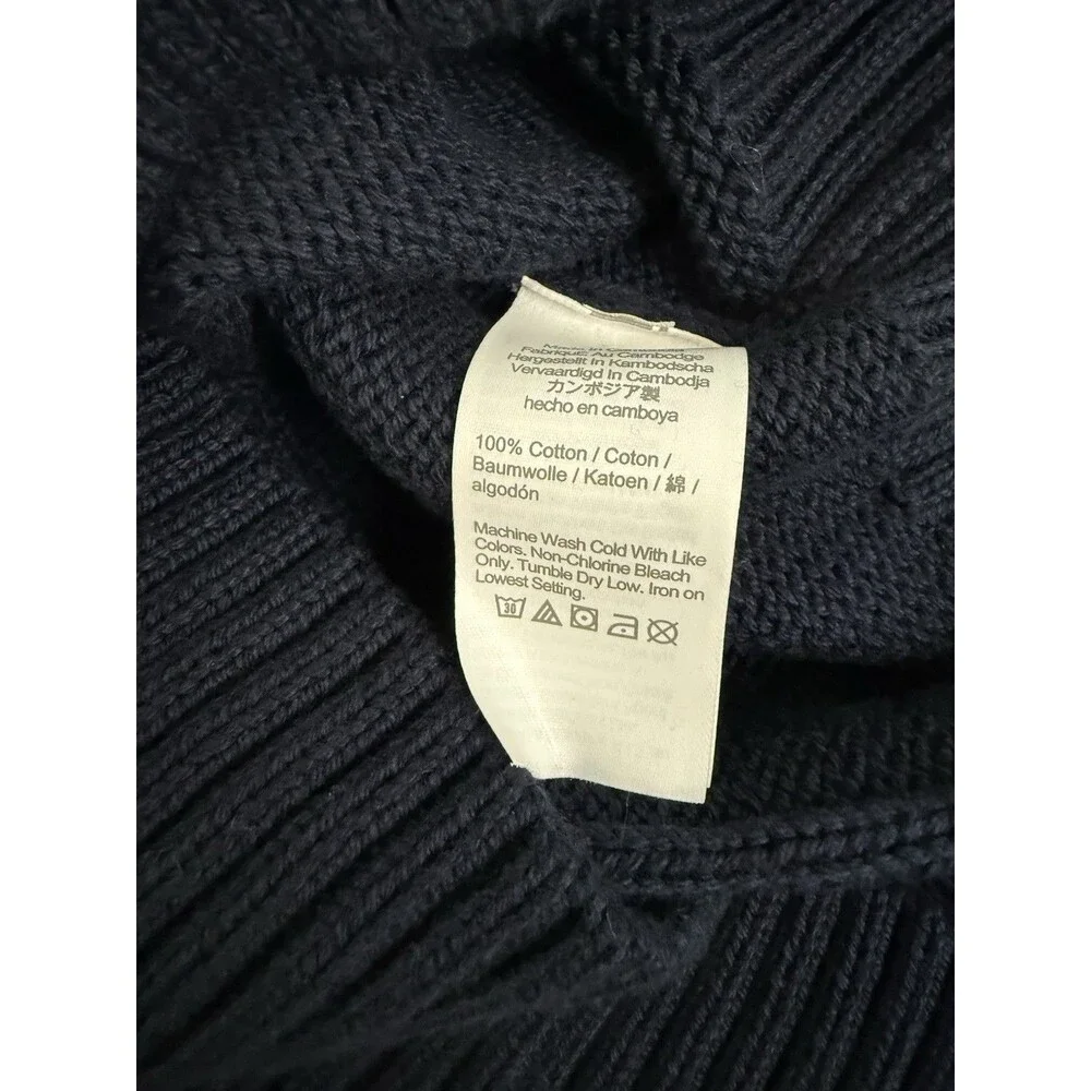 J.Crew Cable-Knit Sweater Vest L Large Navy Blue Cotton Preppy Academia NWT